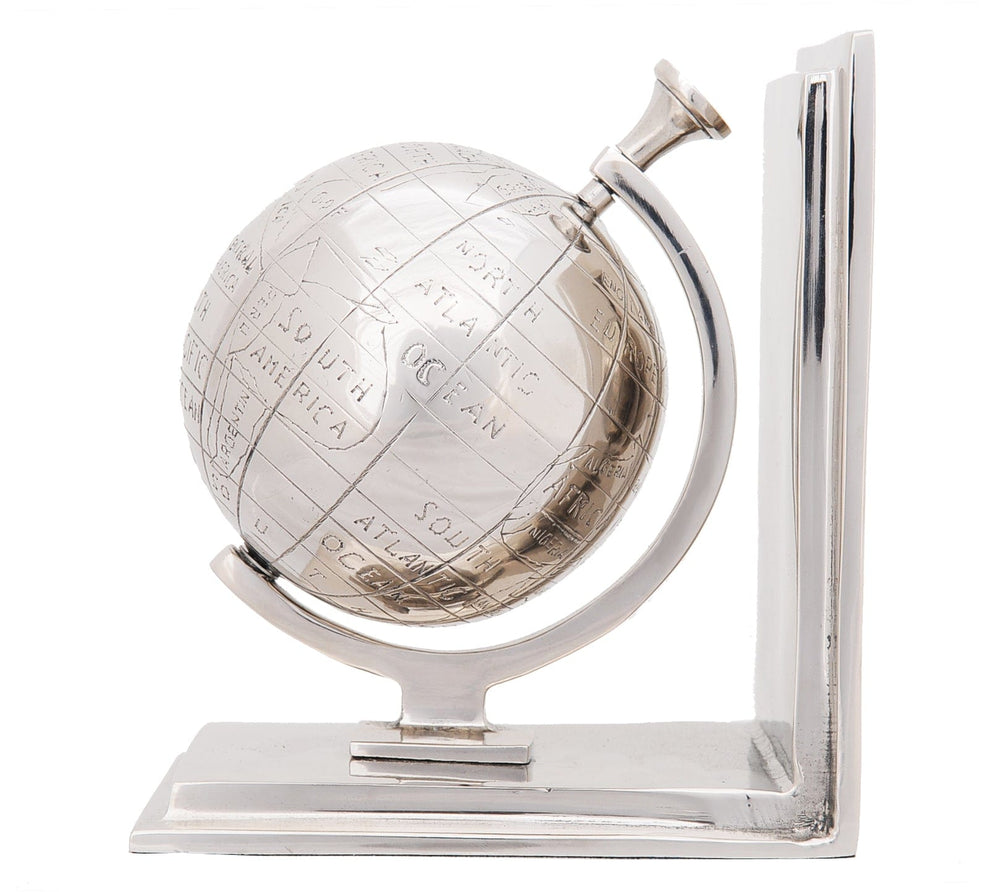 4.5" X 6.75" X 7.75" Alum Globe Bookend Set Of Two - Homeroots - Flyclothing LLC