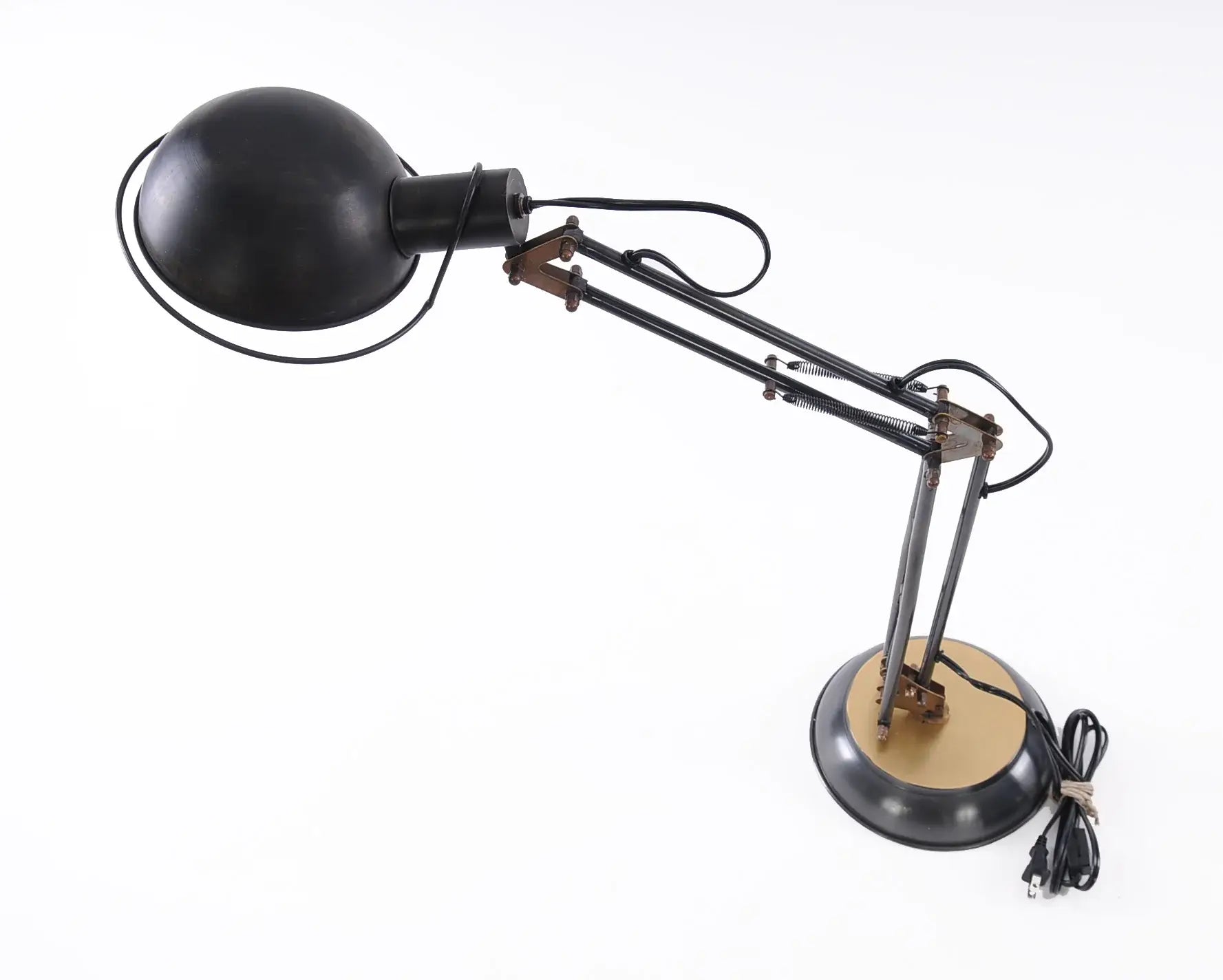 33" Black Metal Desk Table Lamp With Black Bowl Shade - Homeroots - Flyclothing LLC