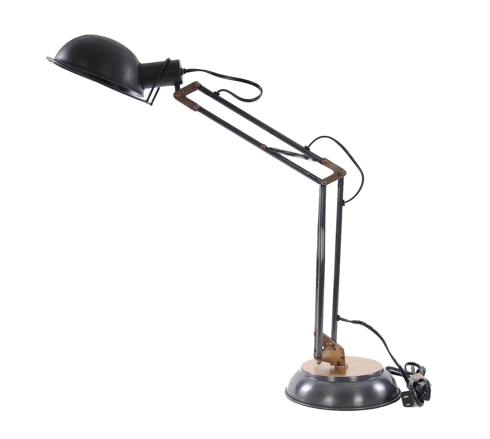 33" Black Metal Desk Table Lamp With Black Bowl Shade - Homeroots - Flyclothing LLC