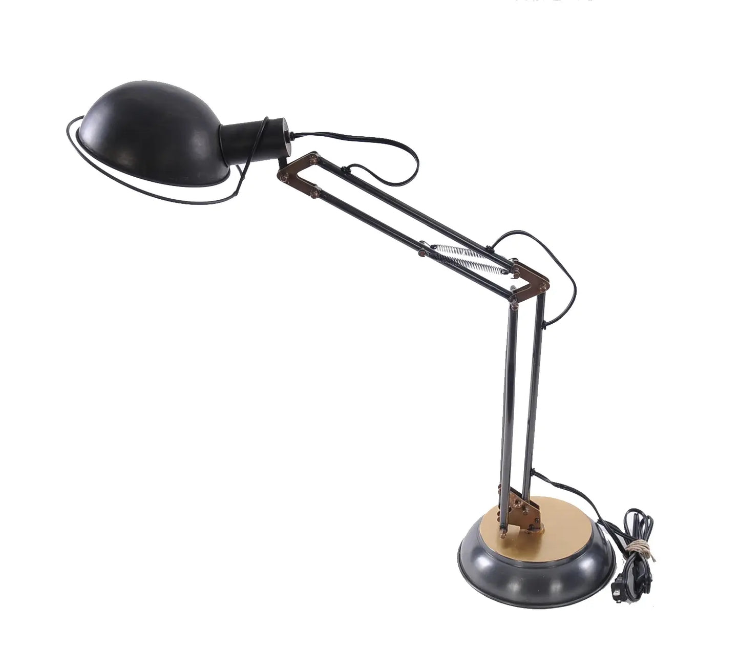 33" Black Metal Desk Table Lamp With Black Bowl Shade - Homeroots - Flyclothing LLC