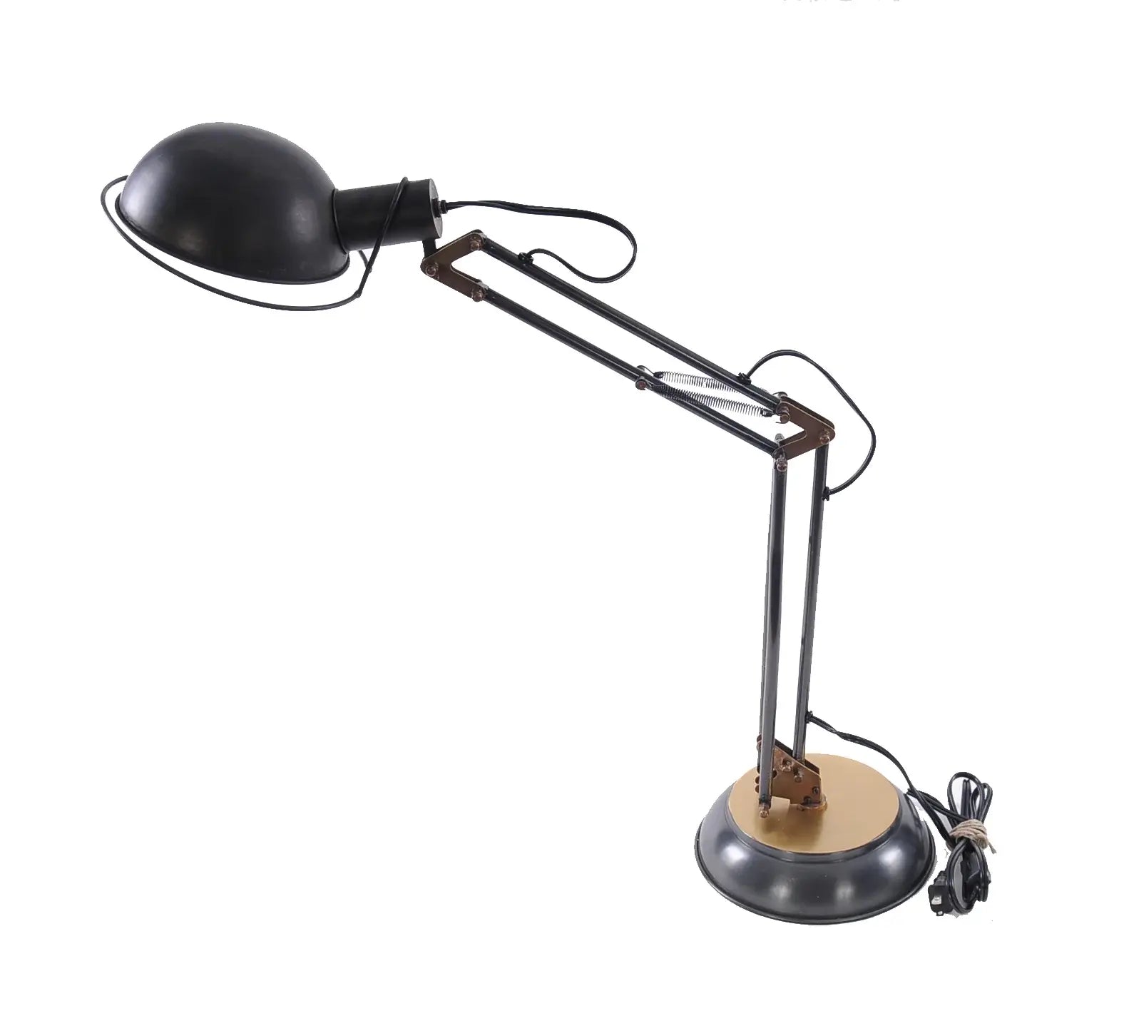 33" Black Metal Desk Table Lamp With Black Bowl Shade - Homeroots - Flyclothing LLC