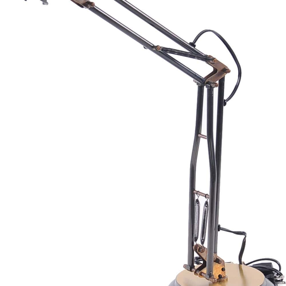 33" Black Metal Desk Table Lamp With Black Bowl Shade - Homeroots