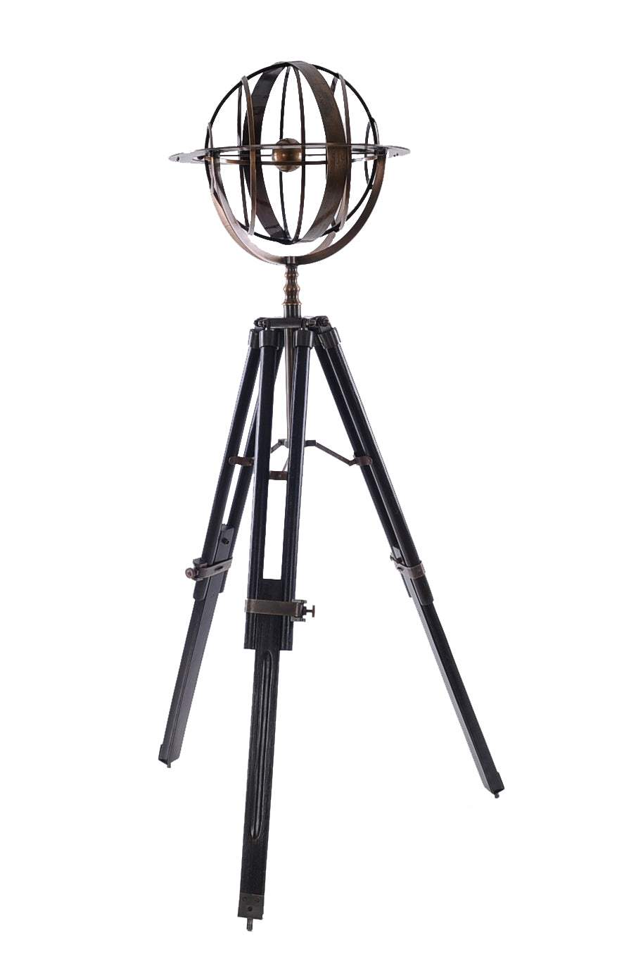 25" X 25" X 45.75" Brass Armillary With Wood Stand - Homeroots - Flyclothing LLC