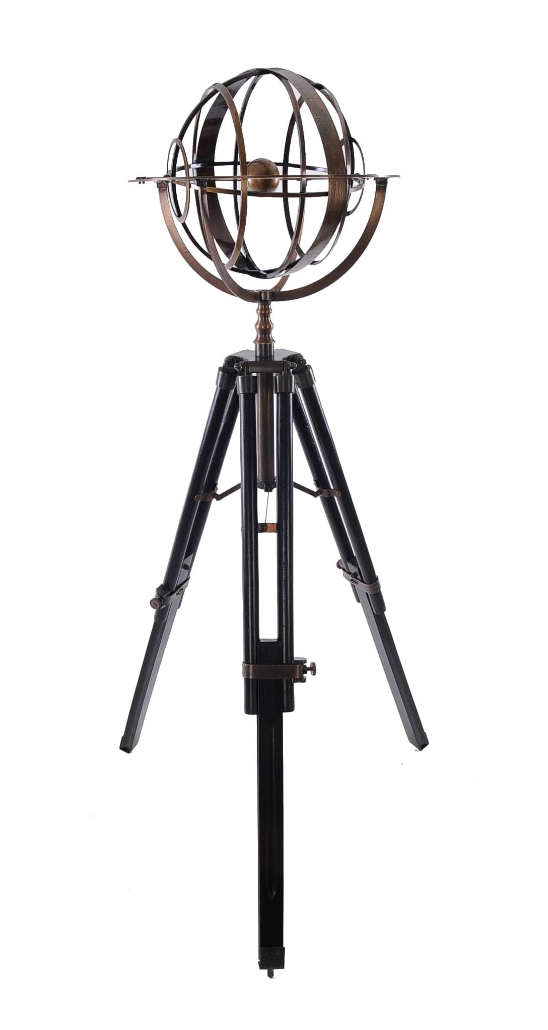 25" X 25" X 45.75" Brass Armillary With Wood Stand - Homeroots - Flyclothing LLC