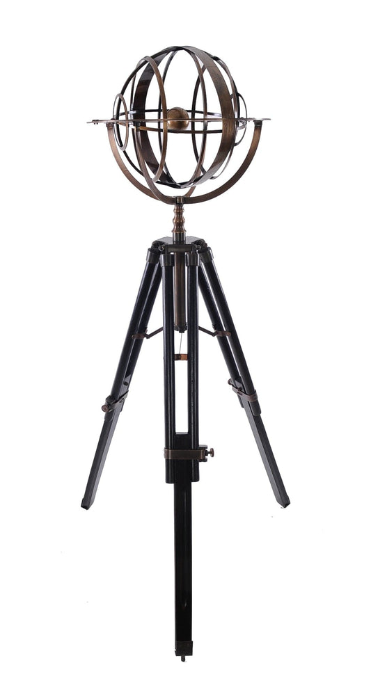 25" X 25" X 45.75" Brass Armillary With Wood Stand - Homeroots
