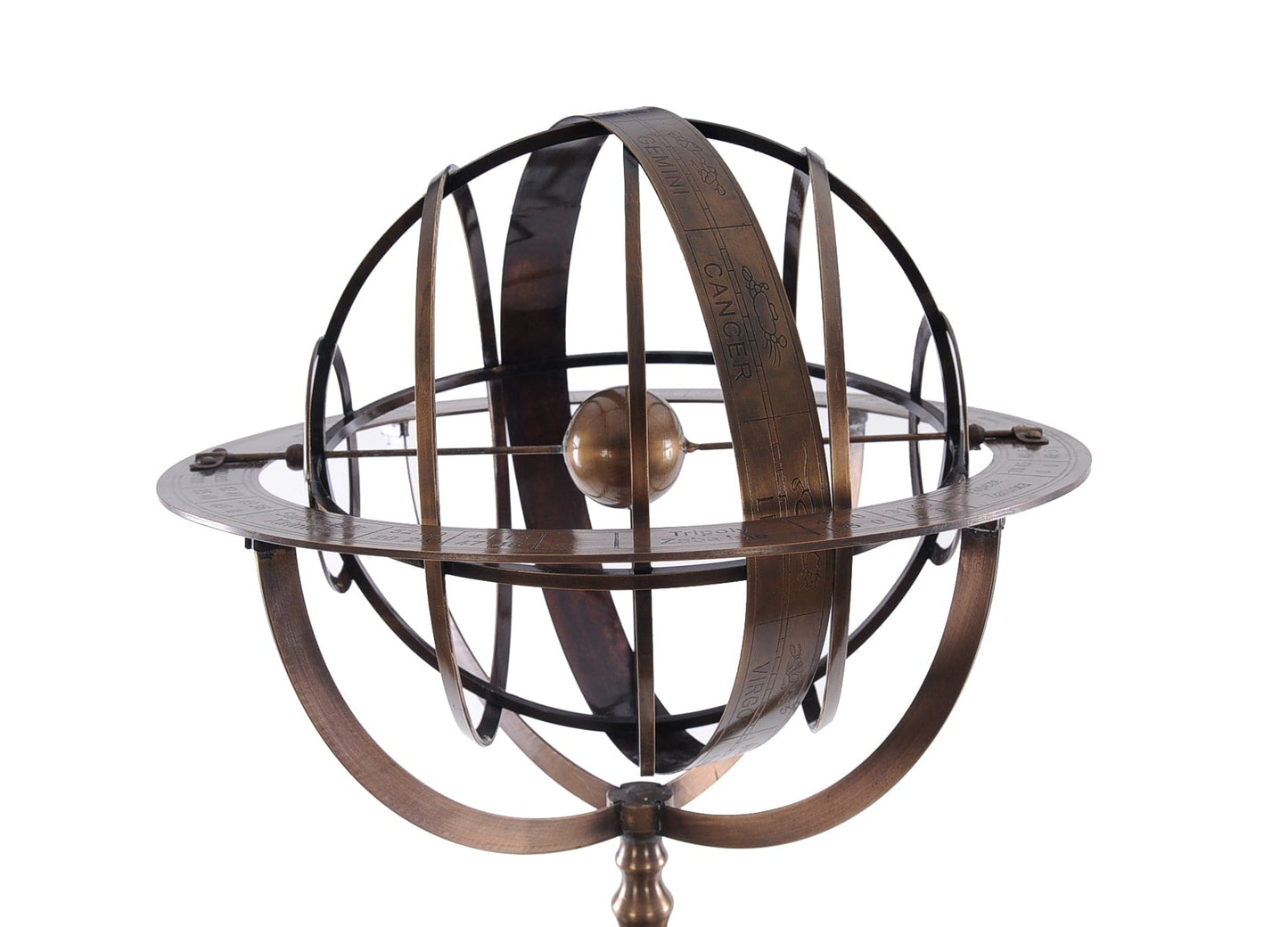 25" X 25" X 45.75" Brass Armillary With Wood Stand - Homeroots - Flyclothing LLC
