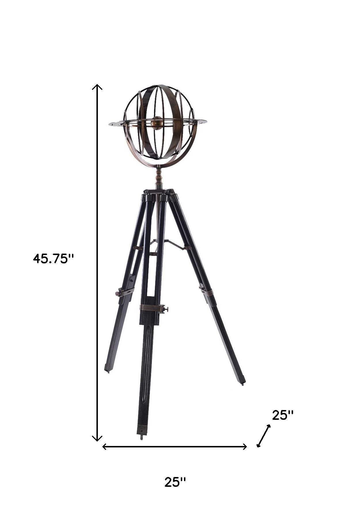 25" X 25" X 45.75" Brass Armillary With Wood Stand - Homeroots - Flyclothing LLC