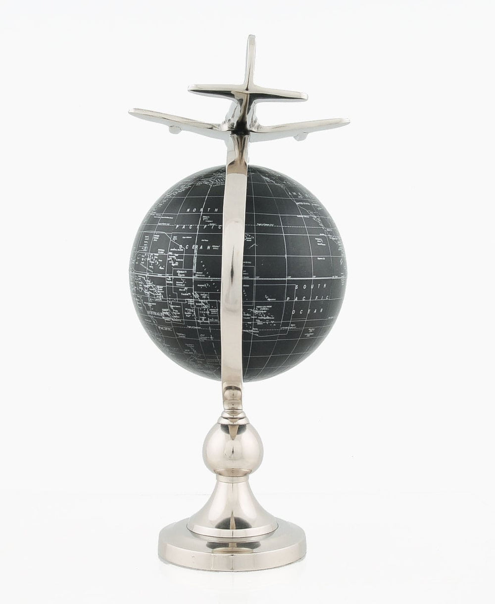 10" X 8.5" X 18" Airplane On Globe With Brass Stand - Homeroots - Flyclothing LLC