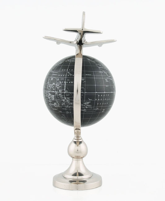 10" X 8.5" X 18" Airplane On Globe With Brass Stand - Homeroots