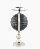 10" X 8.5" X 18" Airplane On Globe With Brass Stand - Homeroots