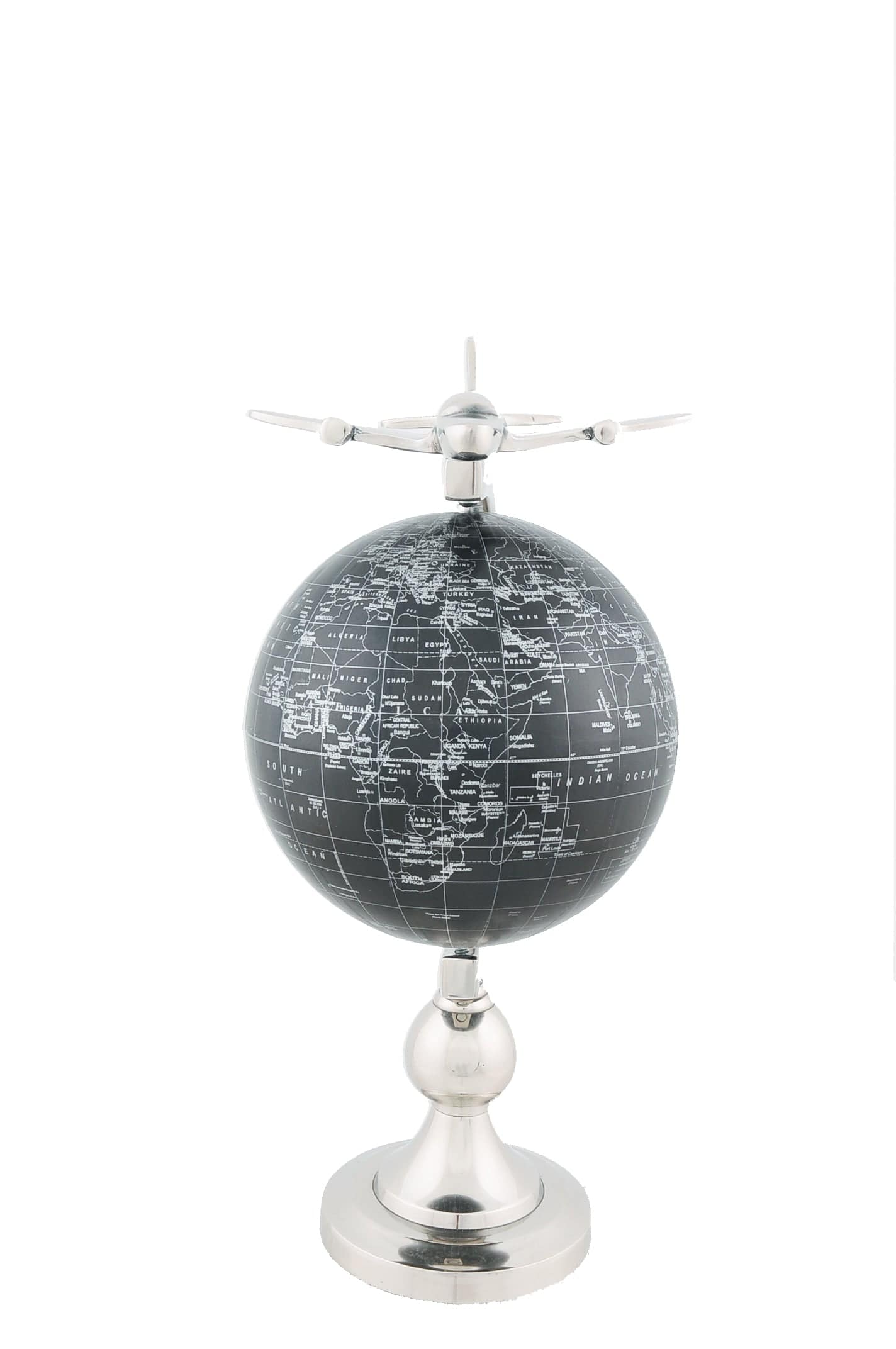 10" X 8.5" X 18" Airplane On Globe With Brass Stand - Homeroots - Flyclothing LLC