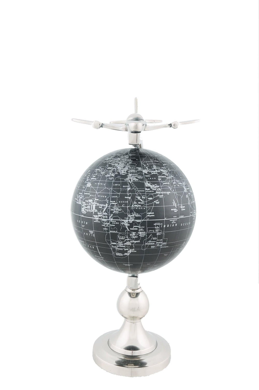 10" X 8.5" X 18" Airplane On Globe With Brass Stand - Homeroots - Flyclothing LLC