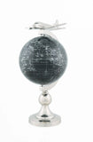 10" X 8.5" X 18" Airplane On Globe With Brass Stand - Homeroots