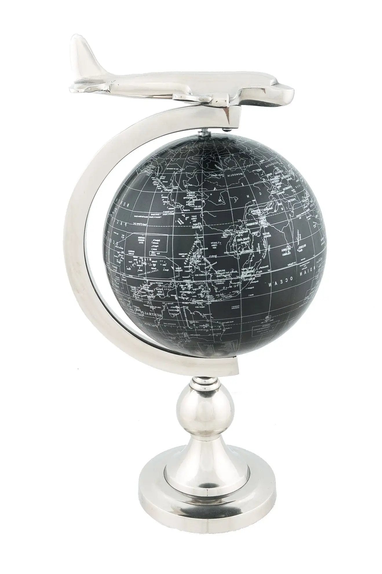 10" X 8.5" X 18" Airplane On Globe With Brass Stand - Homeroots - Flyclothing LLC