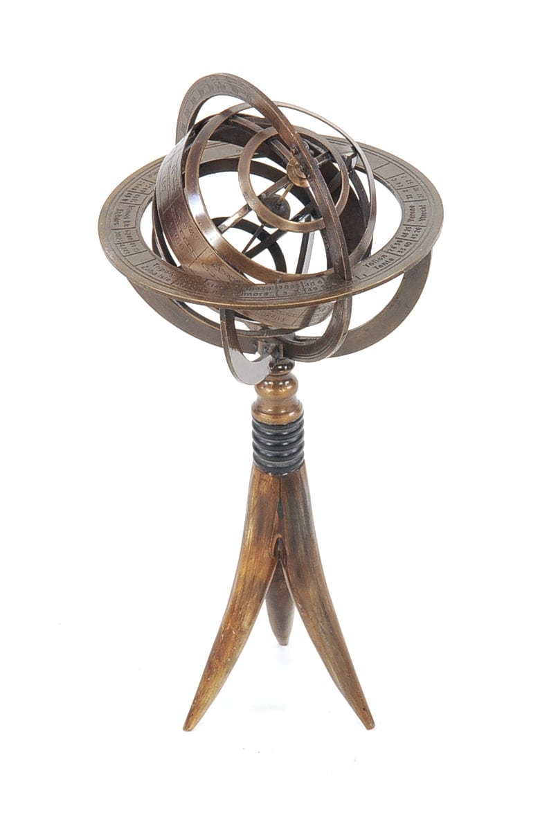 5.5" X 5.5" X 12" Brass Armillary On Horn Stand - Homeroots - Flyclothing LLC