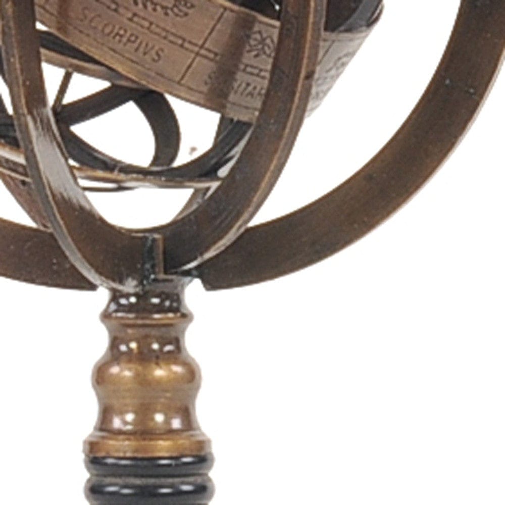 5.5" X 5.5" X 12" Brass Armillary On Horn Stand - Homeroots