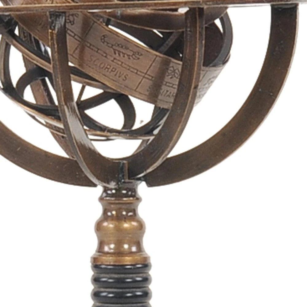 5.5" X 5.5" X 12" Brass Armillary On Horn Stand - Homeroots