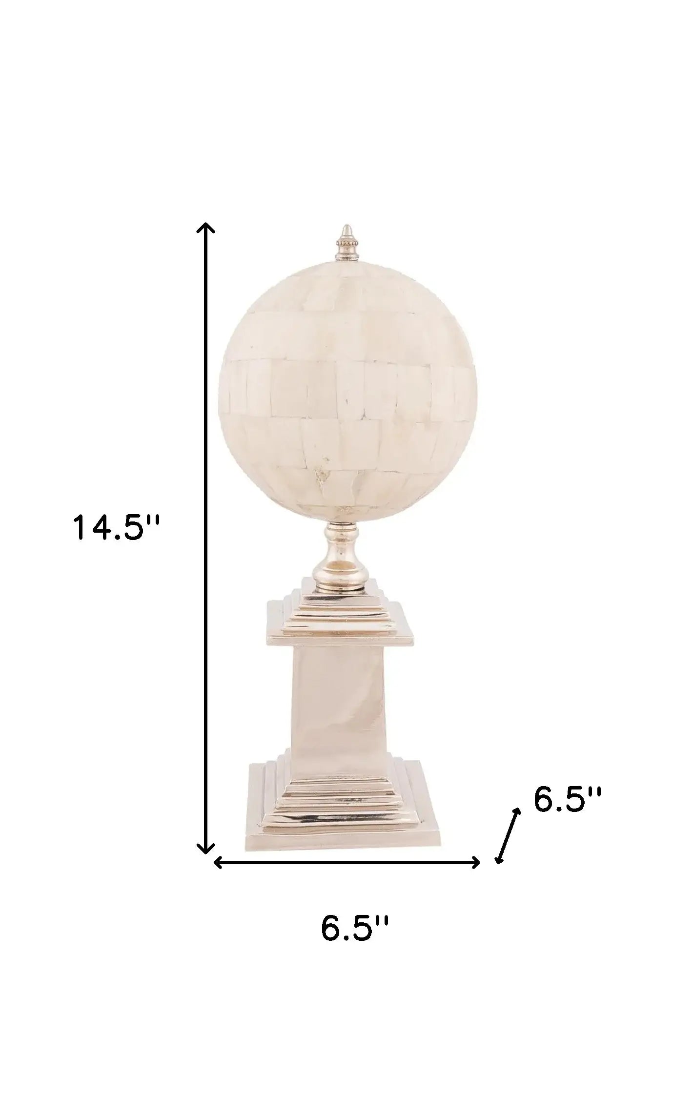 6.5" X 6.5" X 14.5" Bone Globe With Alluminum Base - Homeroots - Flyclothing LLC