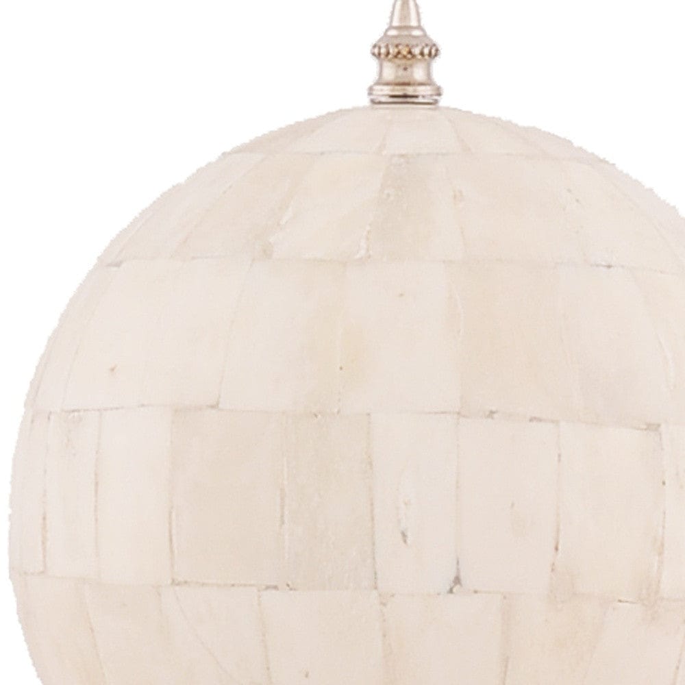 6.5" X 6.5" X 14.5" Bone Globe With Alluminum Base - Homeroots - Flyclothing LLC