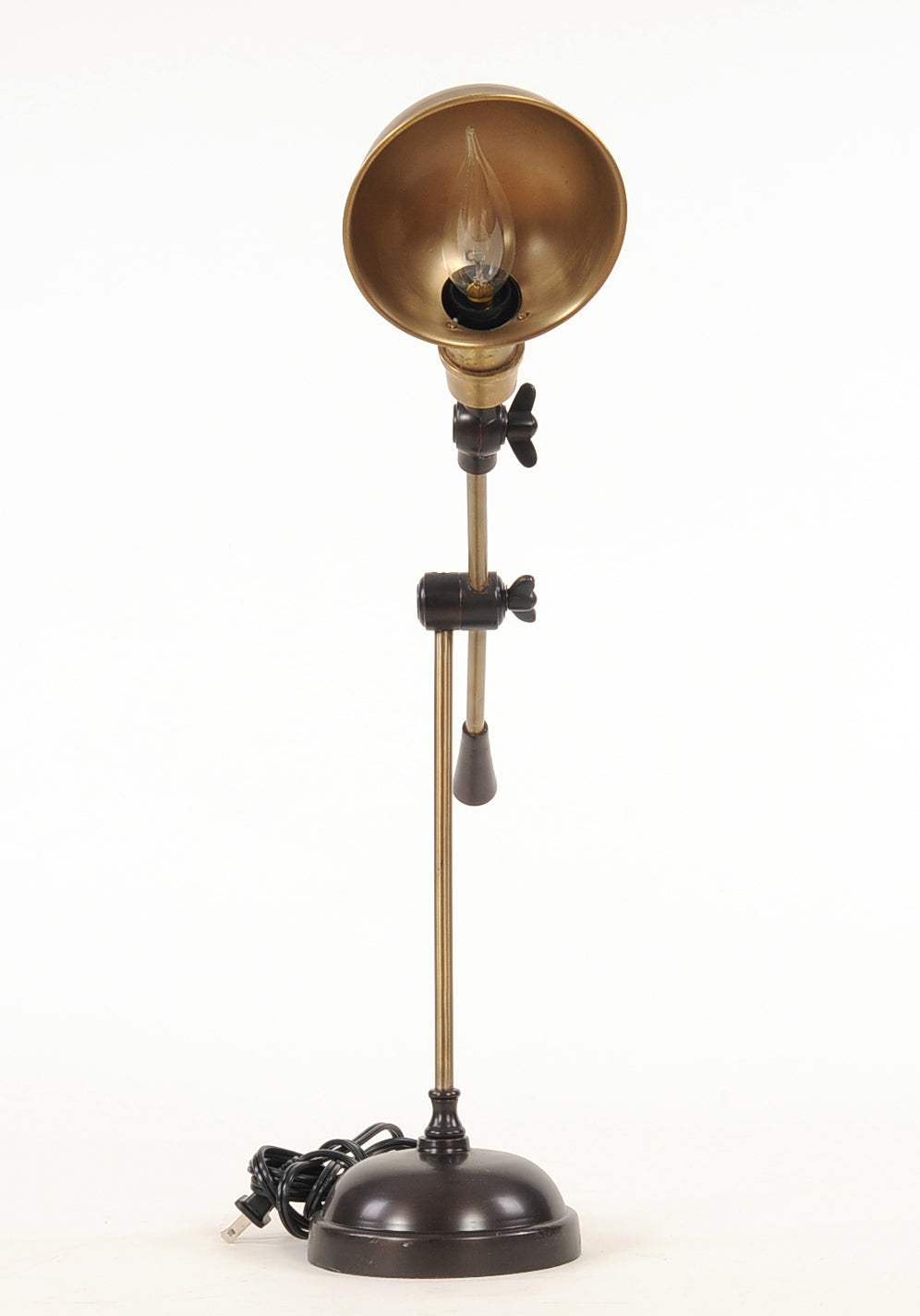20" Black Metal Adjustable Desk Table Lamp With Gold Bowl Shade - Homeroots - Flyclothing LLC