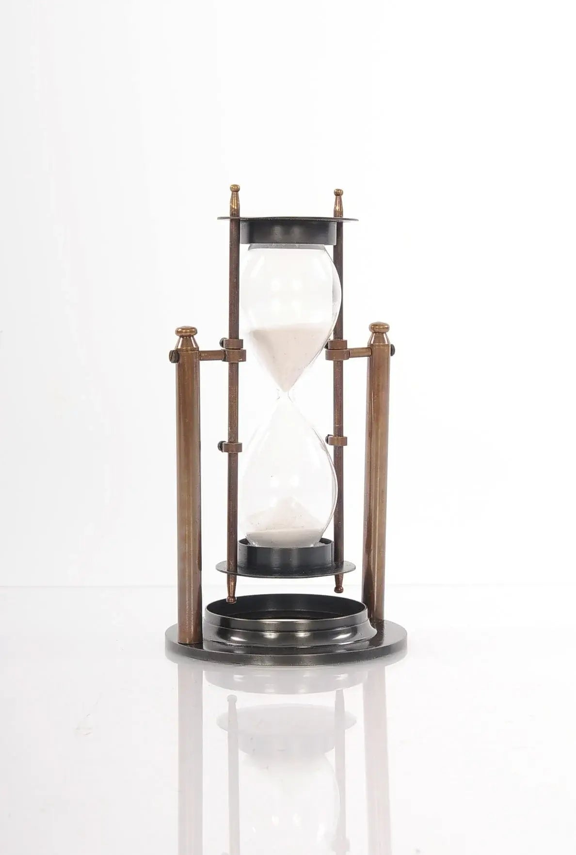 4.5" X 4.5" X 8.5" Brass Revolving Sandtimer - Homeroots - Flyclothing LLC