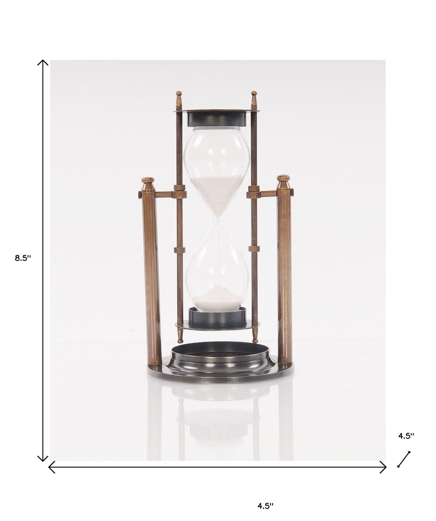 4.5" X 4.5" X 8.5" Brass Revolving Sandtimer - Homeroots - Flyclothing LLC