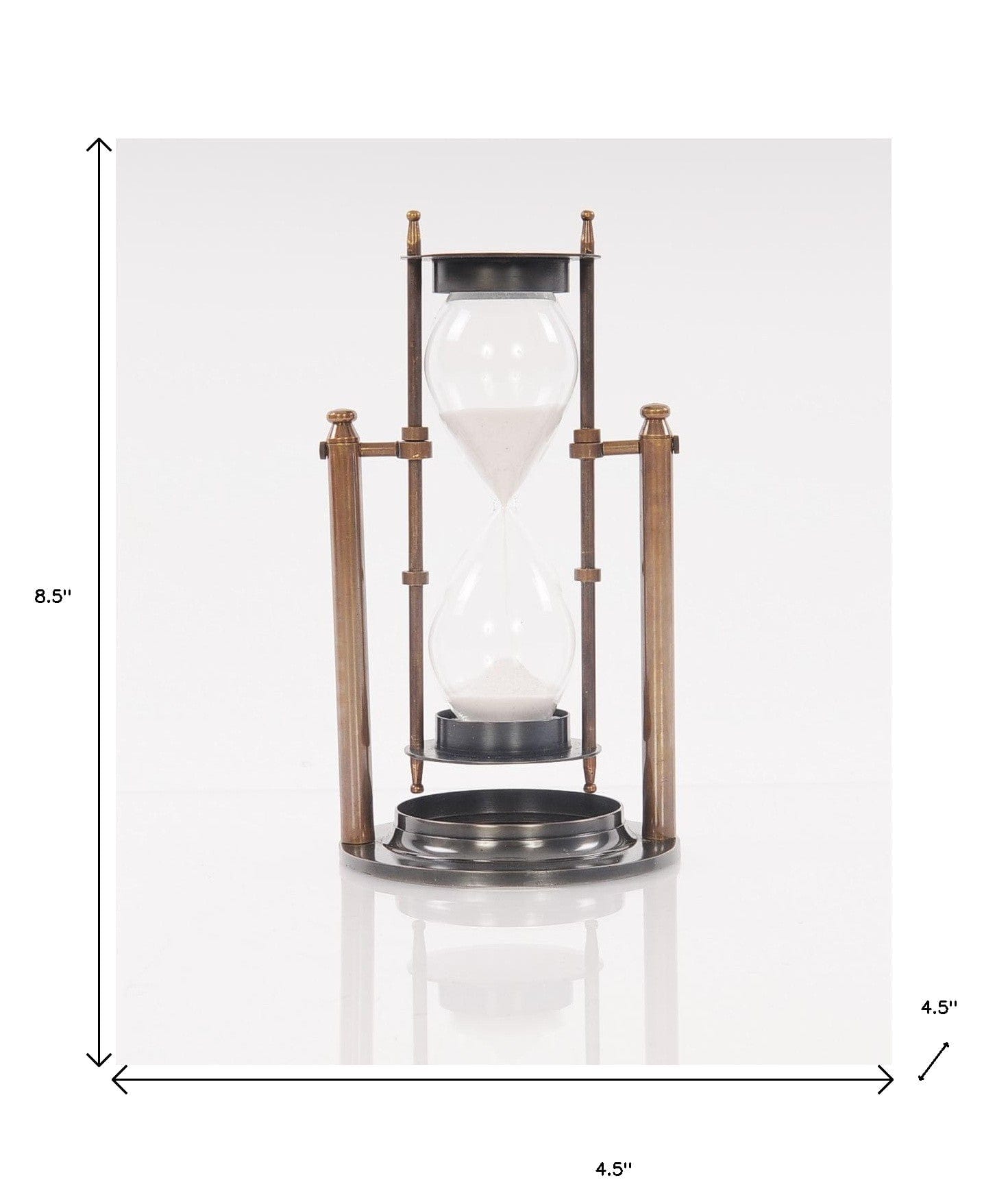 4.5" X 4.5" X 8.5" Brass Revolving Sandtimer - Homeroots - Flyclothing LLC