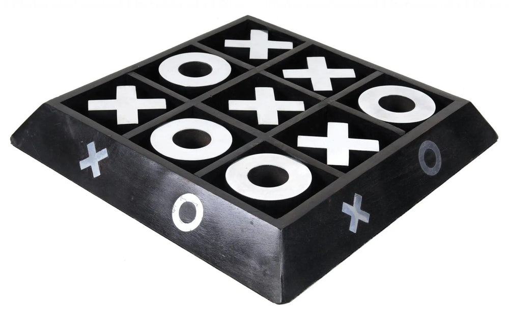 Nickel And Dark Wood Tic Tac Toe Game Sculpture - Homeroots