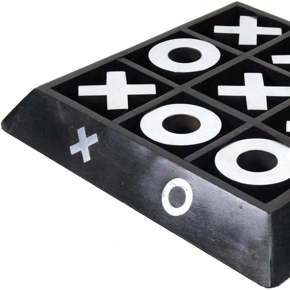 Nickel And Dark Wood Tic Tac Toe Game Sculpture - Homeroots - Flyclothing LLC
