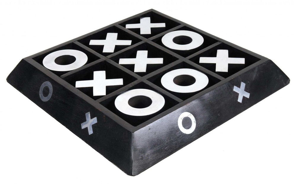 Nickel And Dark Wood Tic Tac Toe Game Sculpture - Homeroots - Flyclothing LLC