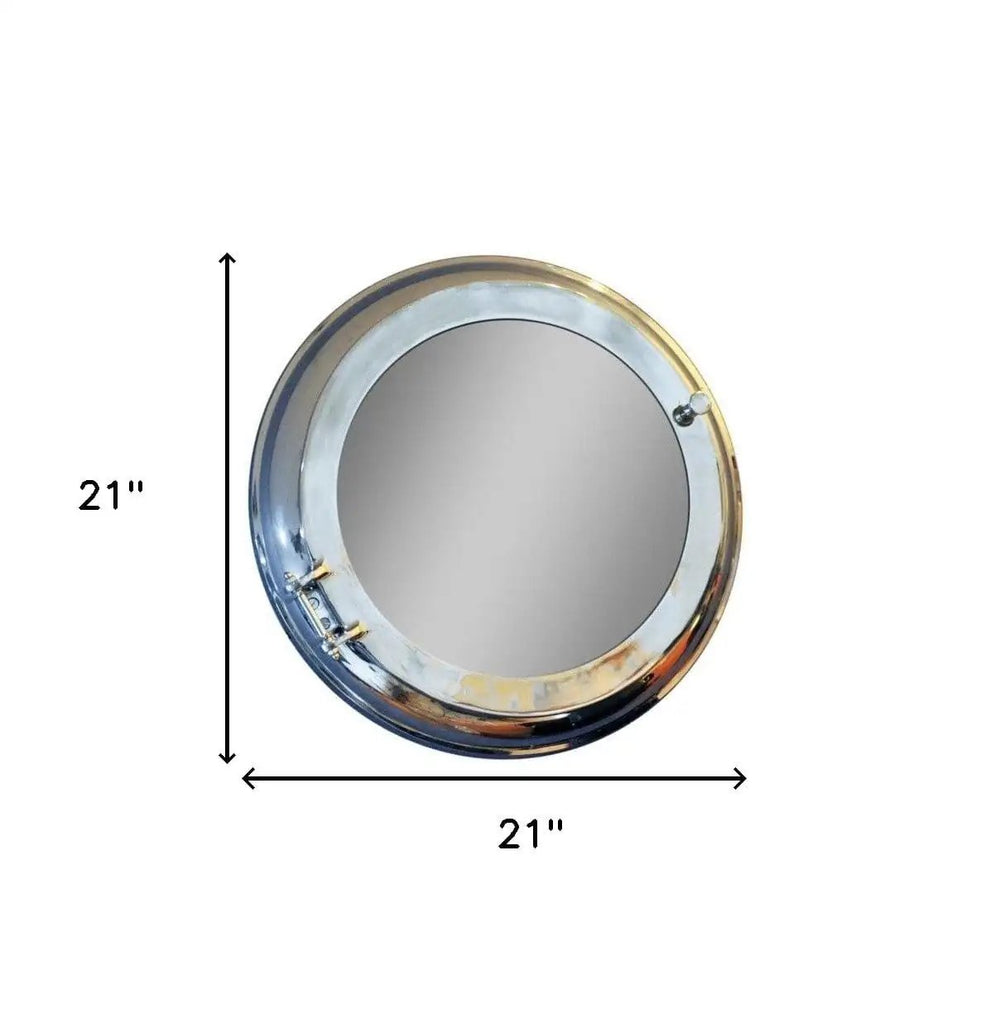 21" Silver Round Aluminum Framed Accent Mirror - Homeroots