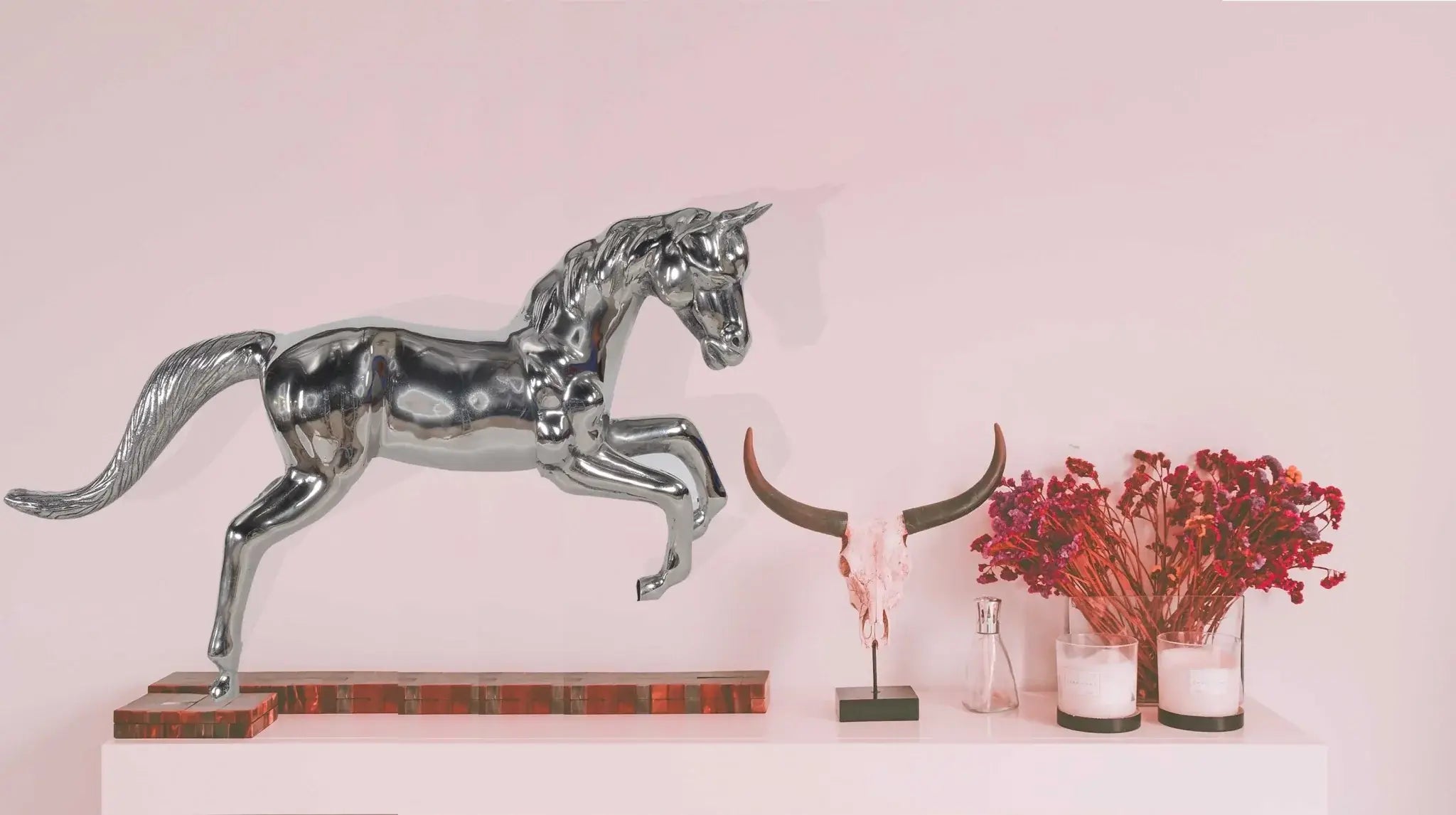 Large Silver Horse Statue - Homeroots - Flyclothing LLC