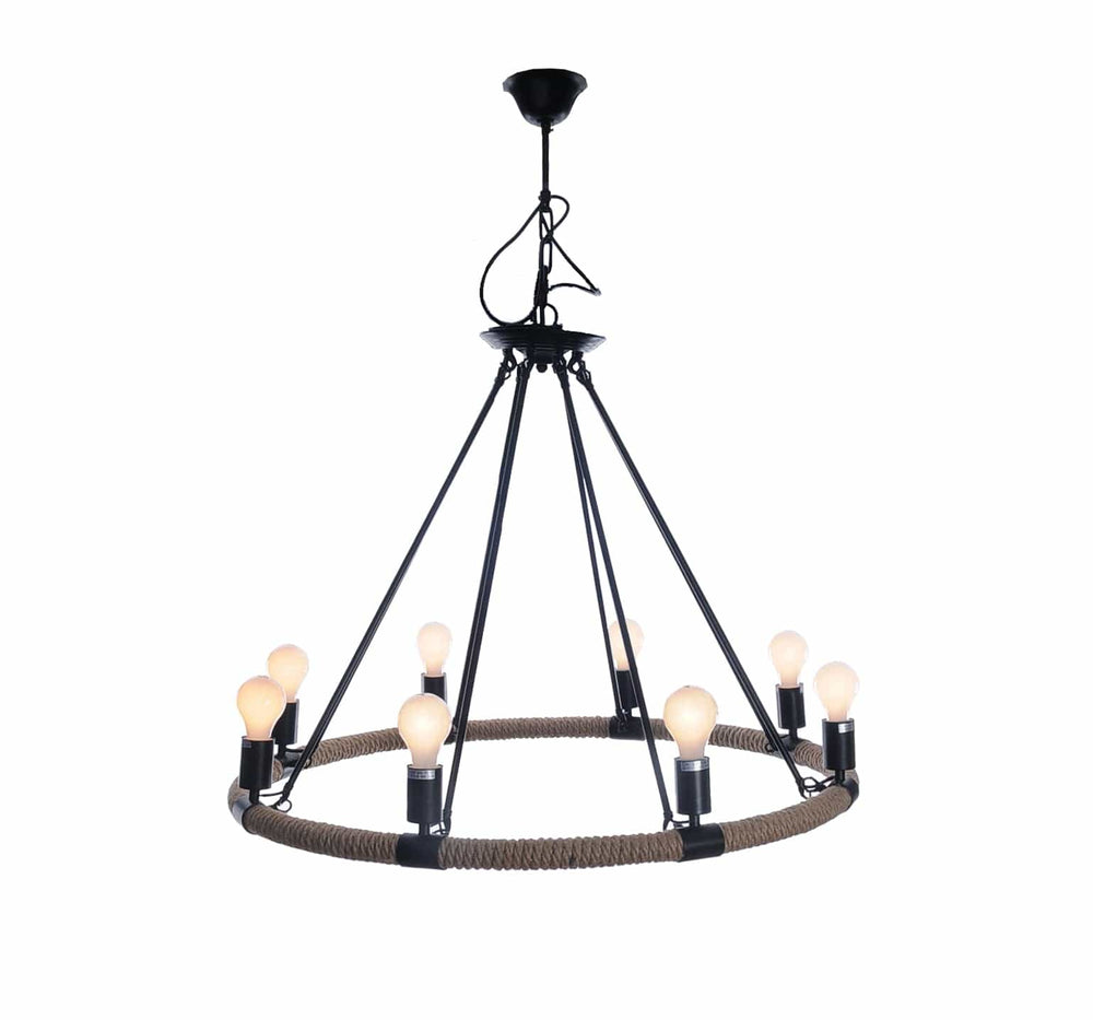 32" X 37" X 32" 8 Bulbs Rope  Pendant Lamp - Homeroots