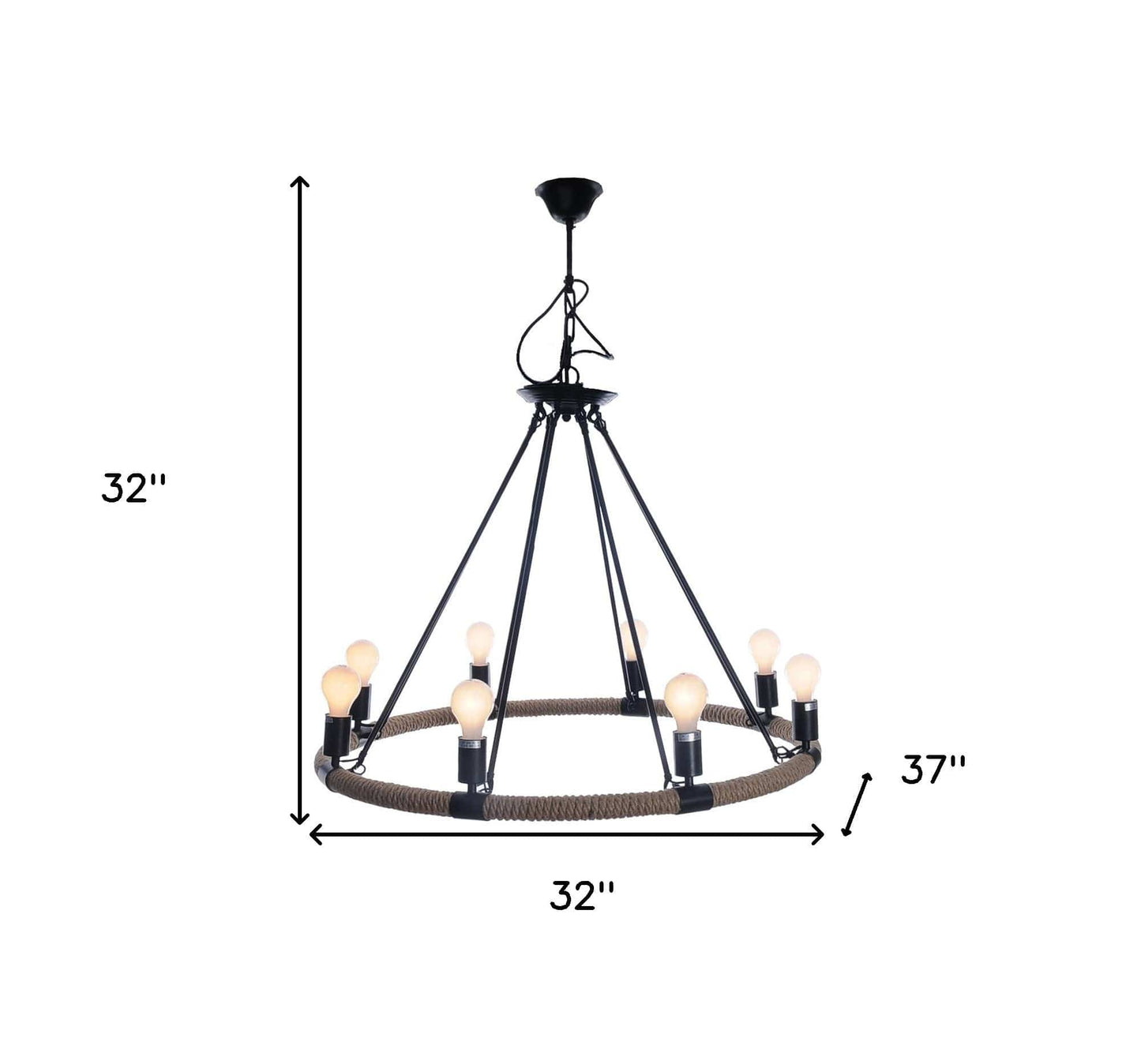 32" X 37" X 32" 8 Bulbs Rope Pendant Lamp - Homeroots - Flyclothing LLC