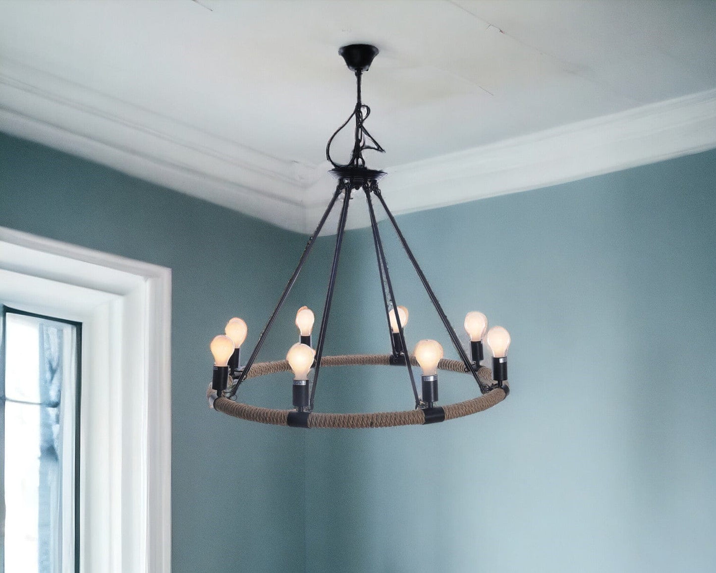 32" X 37" X 32" 8 Bulbs Rope Pendant Lamp - Homeroots - Flyclothing LLC