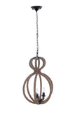 Natural and Black Iron and Rope Three Light Ceiling Light - Homeroots