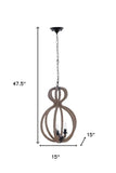 Natural and Black Iron and Rope Three Light Ceiling Light - Homeroots - Flyclothing LLC