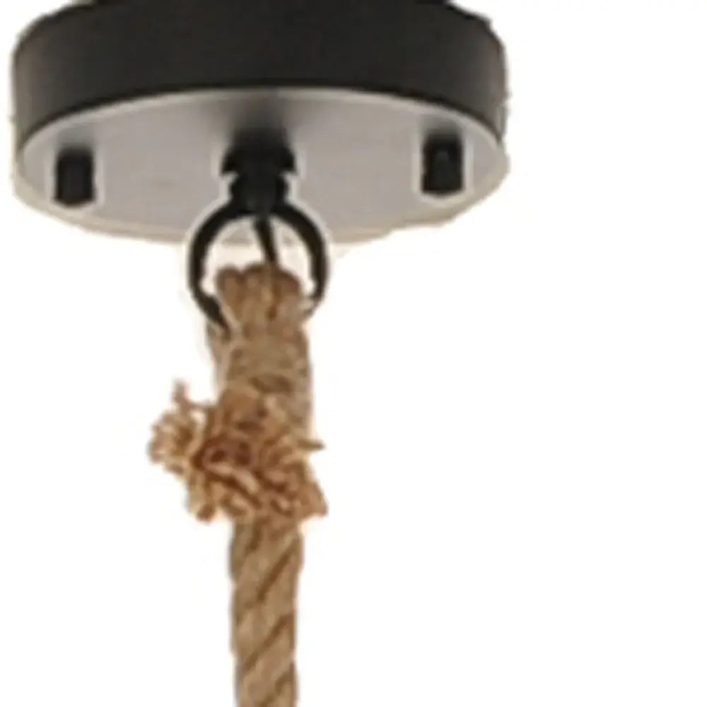 Beige and Black Iron and Rope Ceiling Light - Homeroots - Flyclothing LLC