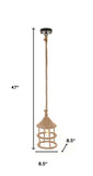 Beige and Black Iron and Rope Ceiling Light - Homeroots - Flyclothing LLC