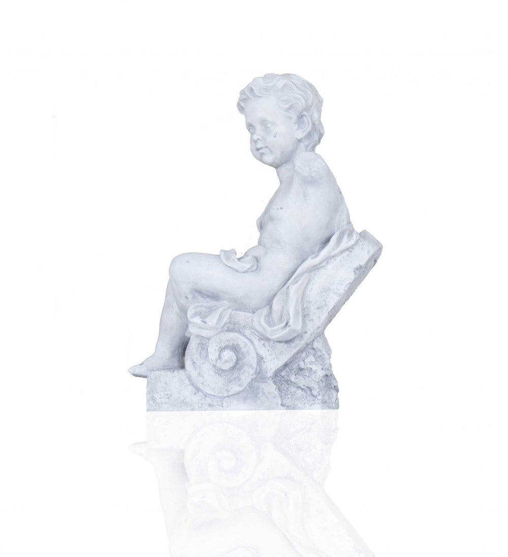 Vintage Look Off White Boy Sitting Statue - Homeroots