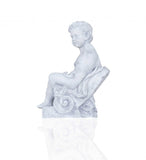 Vintage Look Off White Boy Sitting Statue - Homeroots