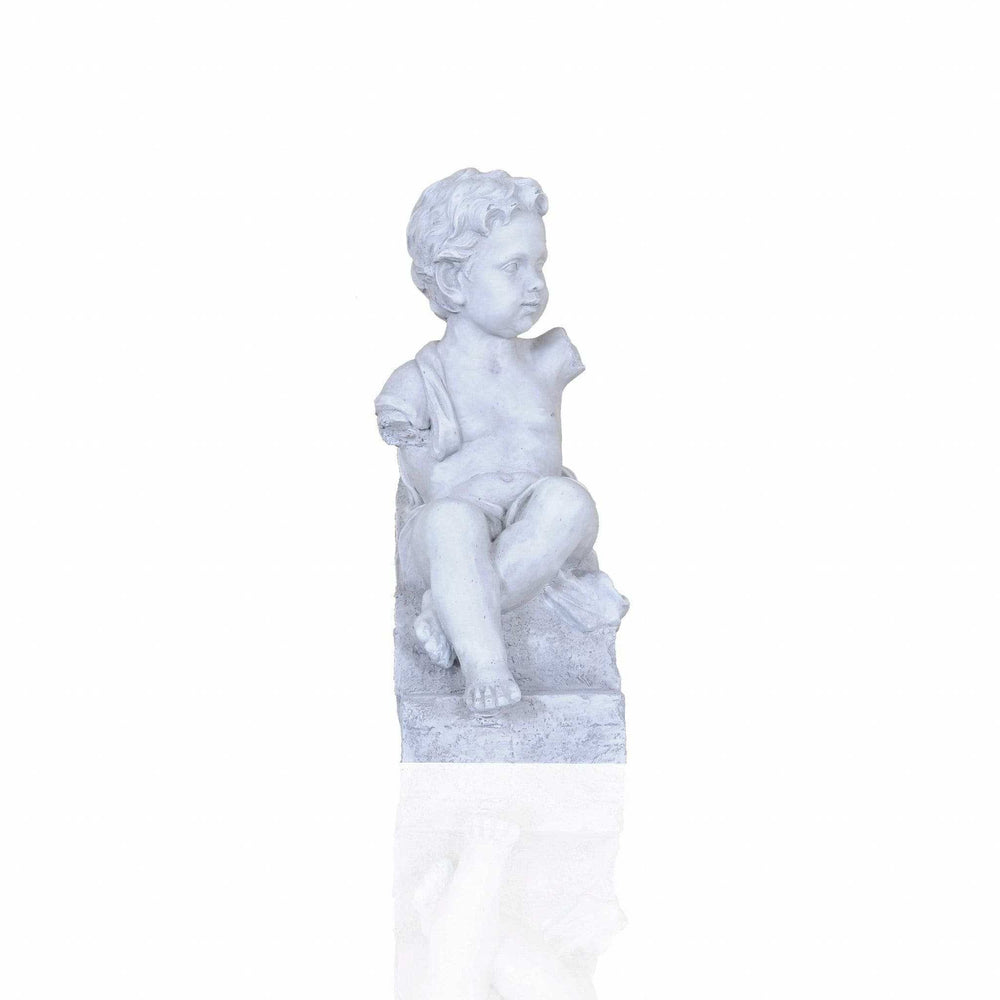 Vintage Look Off White Boy Sitting Statue - Homeroots - Flyclothing LLC