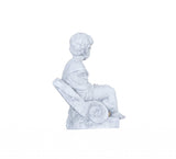 Vintage Look Off White Boy Sitting Statue - Homeroots - Flyclothing LLC