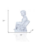 Vintage Look Off White Boy Sitting Statue - Homeroots - Flyclothing LLC