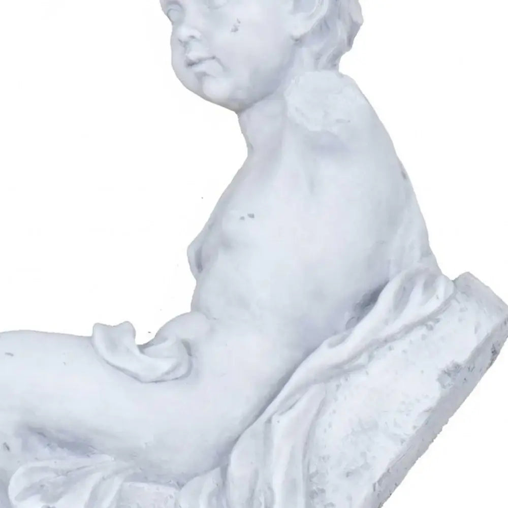 Vintage Look Off White Boy Sitting Statue - Homeroots - Flyclothing LLC