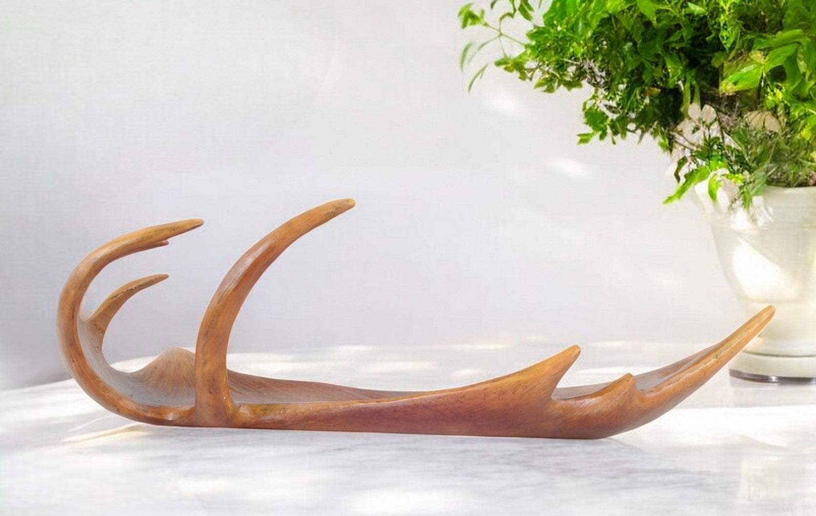 12" Brown Antler Resin Serving Tray - Homeroots - Flyclothing LLC