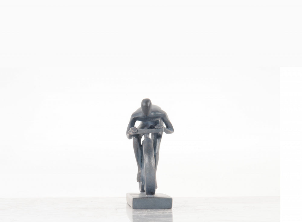 Minimalist Cyclist Cement Finish Statue - Homeroots