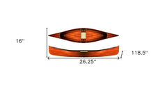 26.25" X 118.5" X 16" Wooden Canoe - Homeroots