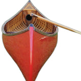 26.5" X 117" X 20" Red Wooden Canoe With Ribs Curved Bow - Homeroots