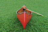 26.5" X 117" X 20" Red Wooden Canoe With Ribs Curved Bow - Homeroots